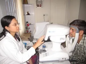 Computerised eye testing at Mungale Eye Hospital