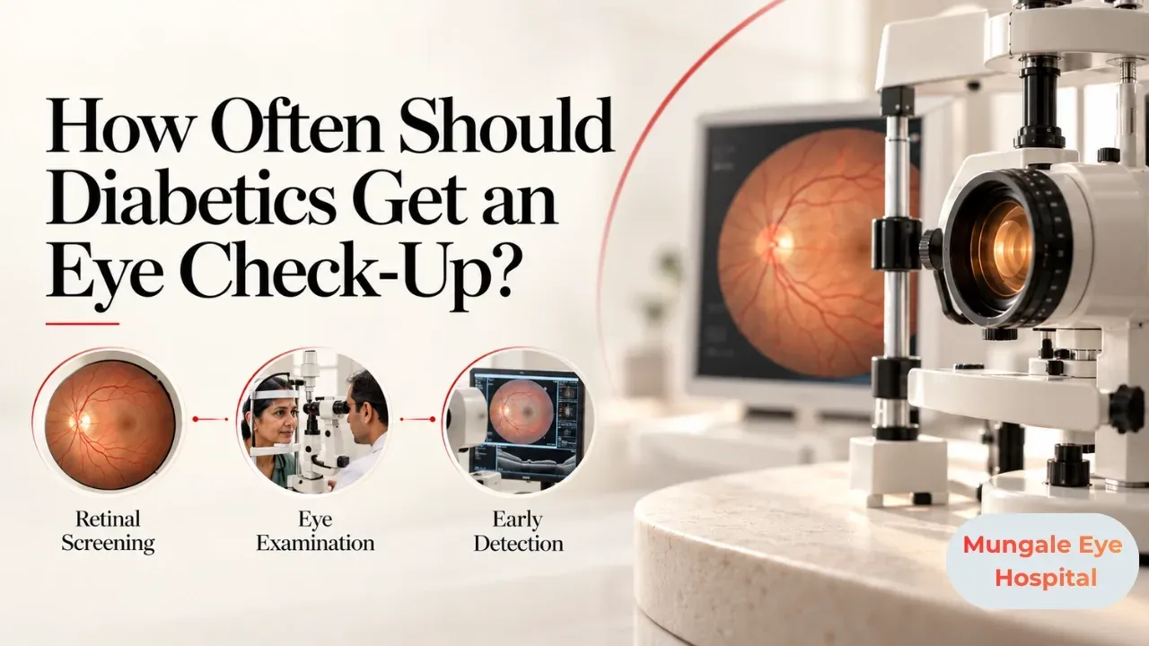 Illustration: calendar with a circled date next to a glucose meter and a pair of glasses on a desk.