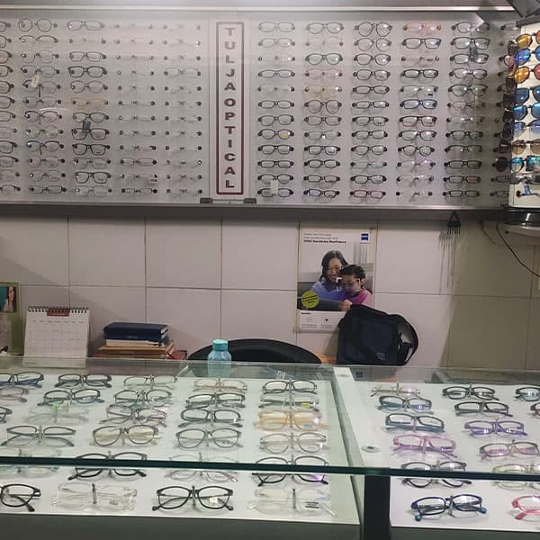 Spectacle frames on display at the Mungale optical